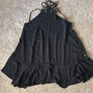 Free People Black Embroidered Halter Dress